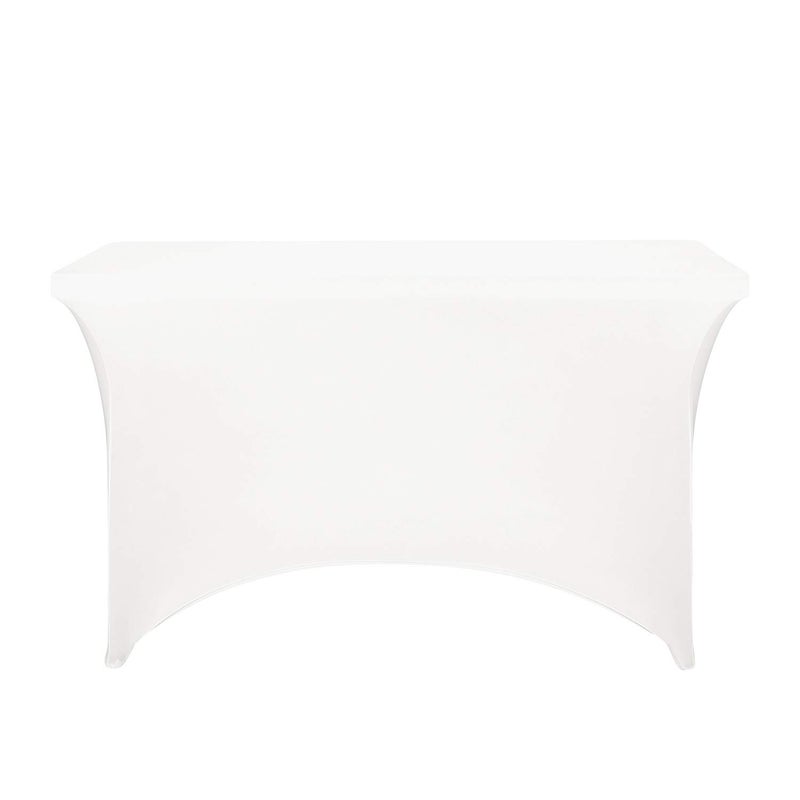 LZY Spandex Fitted Stretch Table Cover for 4ft or 6ft or 8ft Folding Table, Rectangular Cocktail Tablecloth, Perfect for Party or Banquet (4FT White) - Image 2